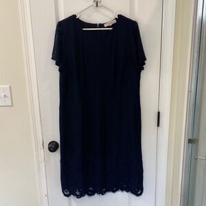 LOFT Midnight Blue Lace Midi Dress